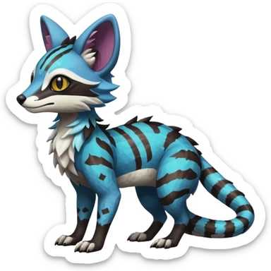 Rare realistic exotic cute epic pretty beautiful handsome gorgeous aesthetic colorful vibrant Vernid-Protogen-Primagen-Wickerbeast-Genet-Sergal-Trico-species-Fakemon-hybrid-creature by LiLaiRa, beautiful intricate markings, full body sticker