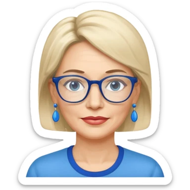 signora 50 anni con occhiali e orecchini azzurri sticker