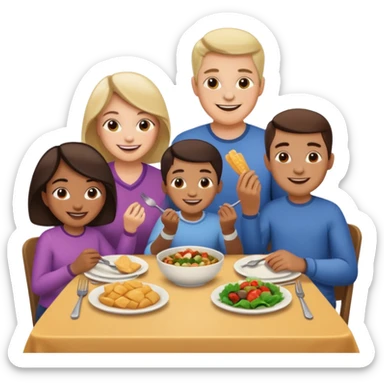 family having dinner sticker