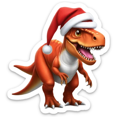 T-rex dressed up as Santa Claus sticker