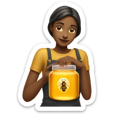 Girl holding jar of honey sticker
