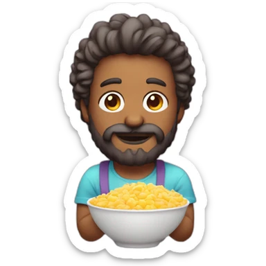 hombre pelo canoso con barba comiendo pastel sticker