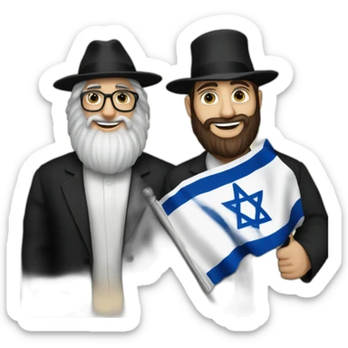 rabbin with payot with Israeli flag sticker