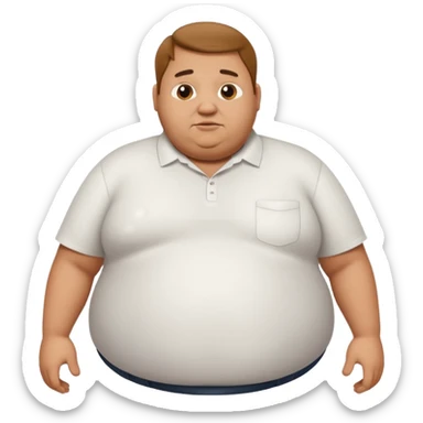 Hombre obeso mórbido con la barriga saliendo de la camisa sticker