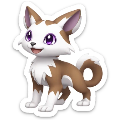 Cute cool brown white purple animal hybrid Fakemon full body sticker