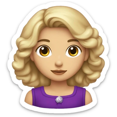 Mujer joven de tes blanca de ojos pequeños y oscuros y cabello suelto y raya al centronegro hasta el busto usa una blusa morada y esta señalando con sus dos brazos hacia arriba sticker