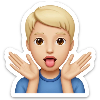 tounge out with hands to side sticker