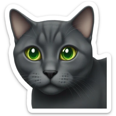 Dark grey British short hair cat with green eyes sticker
