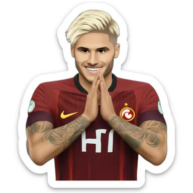 Galatasaray Mauro Icardi Goal Celebration Pose With Hand Behind Blonde Hair sticker