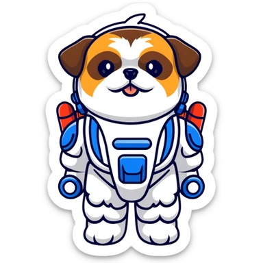 Shih tzu wearing a jet pack sticker