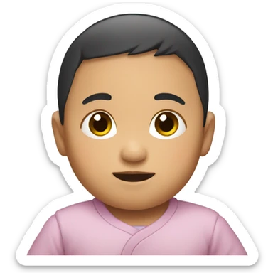 An  Asian  infant's  upper  body. sticker