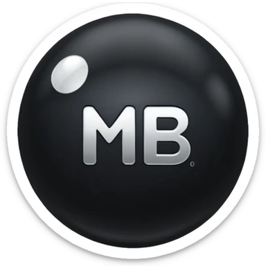 Black Ball with MB written on it sticker