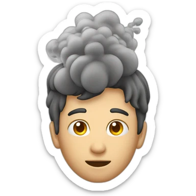 young man with smoke coming out of his head like a chimney sticker