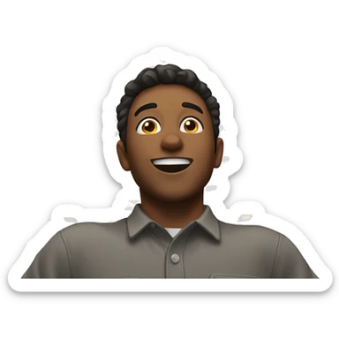 a person looking up at the ceiling and smiling  sticker