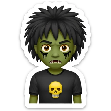Crie um menino de cabelo loiro escuro de franja zumbi com uma blusa da adidas no estilo emoji do ios sticker