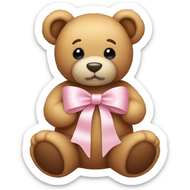 Light Pink bow on a teddy bear sticker