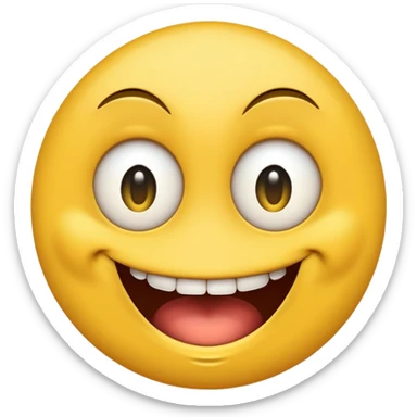 Yellow emoji with vertical slit eyes, huge creepy grin from ear to ear sticker