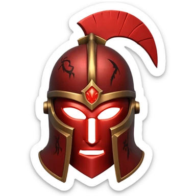 Ares legendary helmet object icon, ancient Greek helmet with glowing red runes, deep red energy glow, battle scars, epic fantasy style, 3D cartoon, mobile game icon style, centered, clean background, no text, no watermark

 sticker