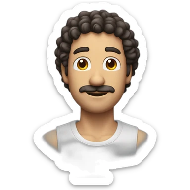 Withe man with curly dark brown hair without no mustache like Man like Mario  sticker