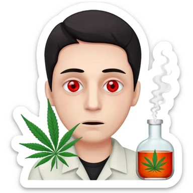 gang dealer man drugged white with cannabis on a hand sticker