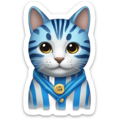 blue striped stylish cat sticker