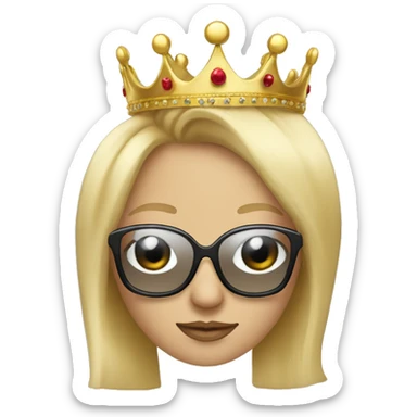 Create a drawing of a woman with blonde hair, sunglasses and a crown sticker