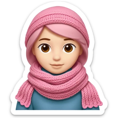 A 3D cartoon wool scarf with visible knitted stitches and gentle folds, warm colors, soft lighting, Memoji-style. sticker
