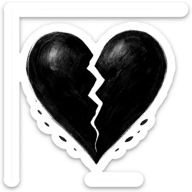 dramatic and expressive black heart split apart sticker