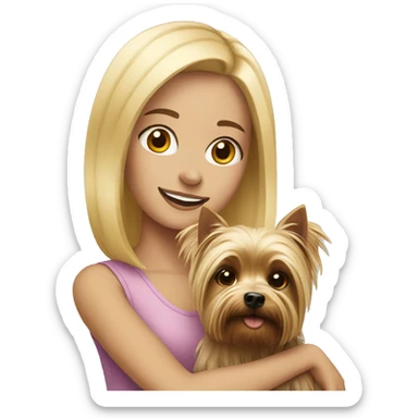 Blonde girl with a yorkshire terrier sticker
