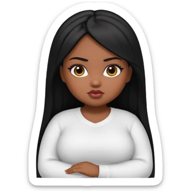 fat dark pretty bratz girl with black straight hair and white full sleeve sticker