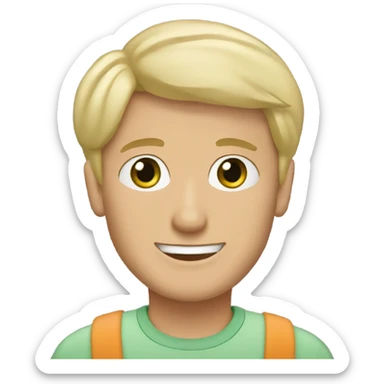 Green eyed short blonde hair guy with long black haired dachshund sticker