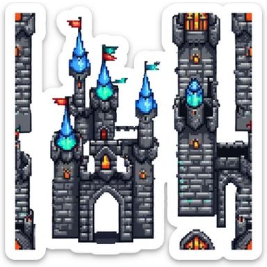 fantasy castle with towers and glowing windows sticker