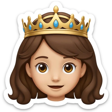 Créame un emoji de una niña de 5 años con el pelo castaño oscuro y ondulado, que lleve diadema, ojos marrones y sonriendo sticker