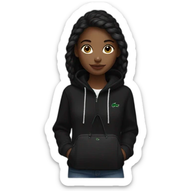 Lacoste bag black girl with black lacoste hoodie sticker