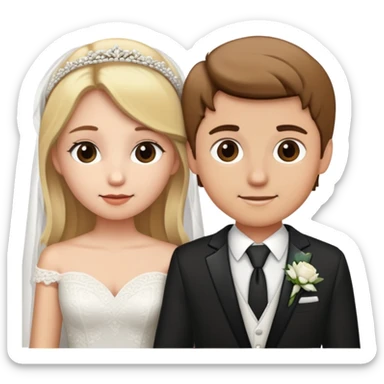 Blonde haired girl and brown haired boy getting married  sticker