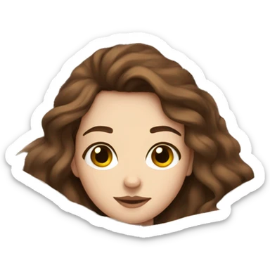 Pale Girl with brown hair laying down cozy in a white blanket sticker