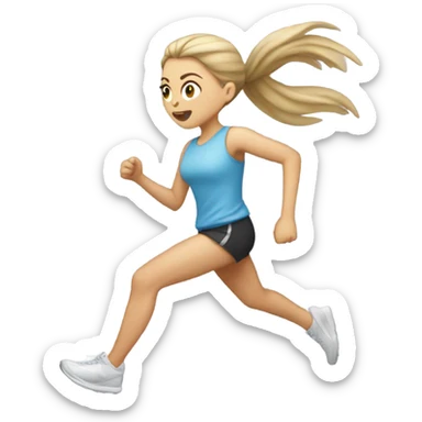 White Girl with ponytail running from owl sticker