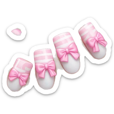 Acrylic nails with pink bow on hand sticker