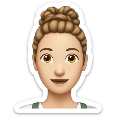 white women with brown hair tied in a bun sticker
