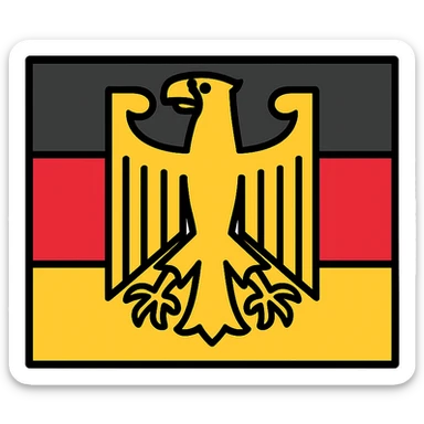 stylized Bundesadler on German flag, high contrast colors, no text, modern icon style sticker