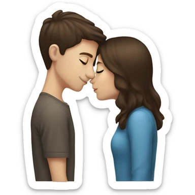 Brunette haired white girl kissing dark brown haired white boy sticker