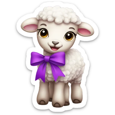 Pink Baby lamb with a purple bow  sticker