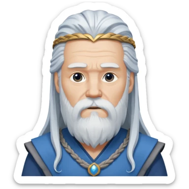 Odin, Wisdom God from Norse Mythology with long white hair, blue and grey outfit sticker