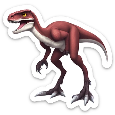 Maroon edgy badass modern handsome velociraptor-Digimon, full body sticker