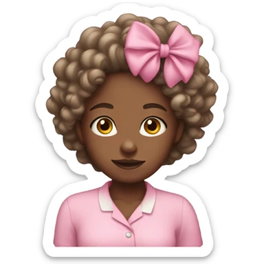 Black girl with curly hair and bows wearing a pink shirt  sticker