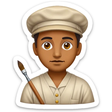 Cinematic Realistic Rembrandt Portrait Emoji, depicted as a master painter with deep reflective eyes and dramatic chiaroscuro, rendered with intricate textures and moody historic lighting that captures his timeless artistry. sticker