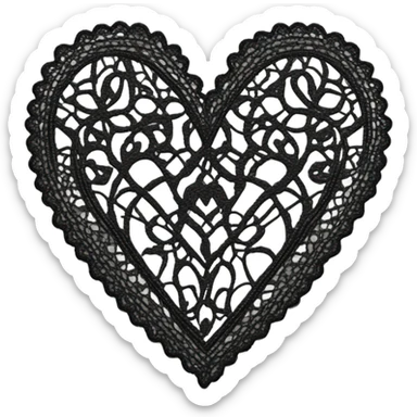 Black lace heart sticker