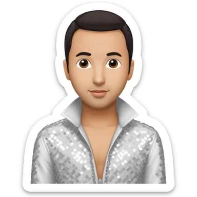 Howie Dorough from Backstreet Boys with dark brown hair, white sequin outfit sticker
