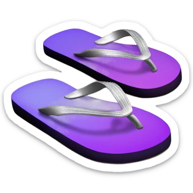 Realistic dark purple to light purple ombre flip flops with metallic silver accents. sticker