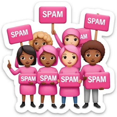artists in pink protesting for spam meat is art sticker
